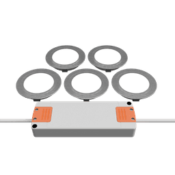 Mesa 58 5er Set, 24V DC 3000K 3.6W, RA>90, Ltg.0.05/2.0m edelstahlef., Lin-Netzteil 20W